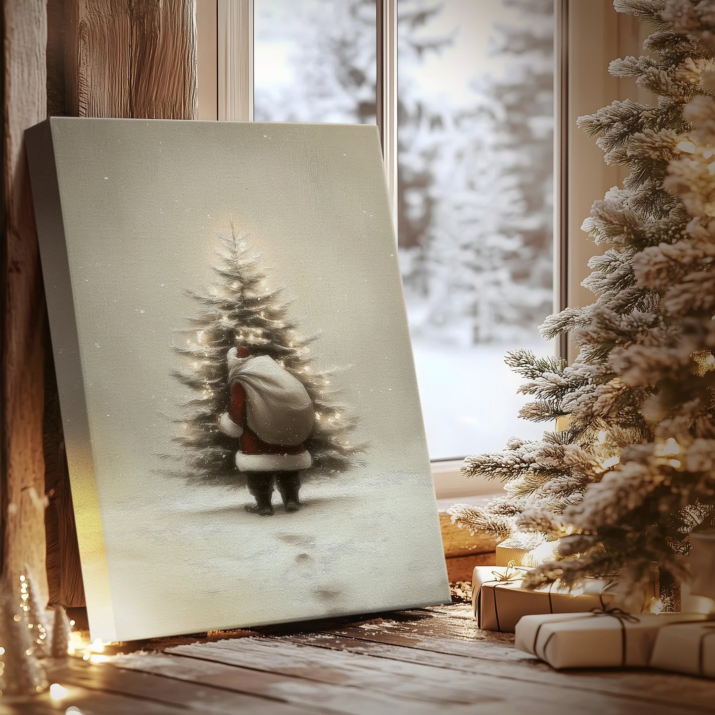 Night of Tinsel-Gold Snow - Canvas Art Print