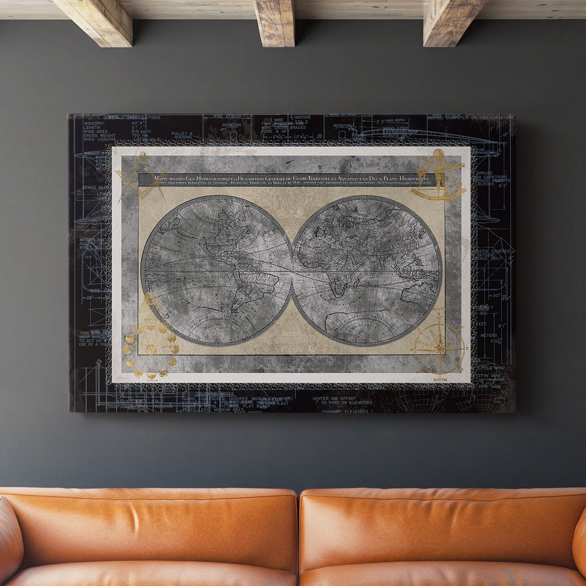 Night World Blueprint - Canvas Art Print