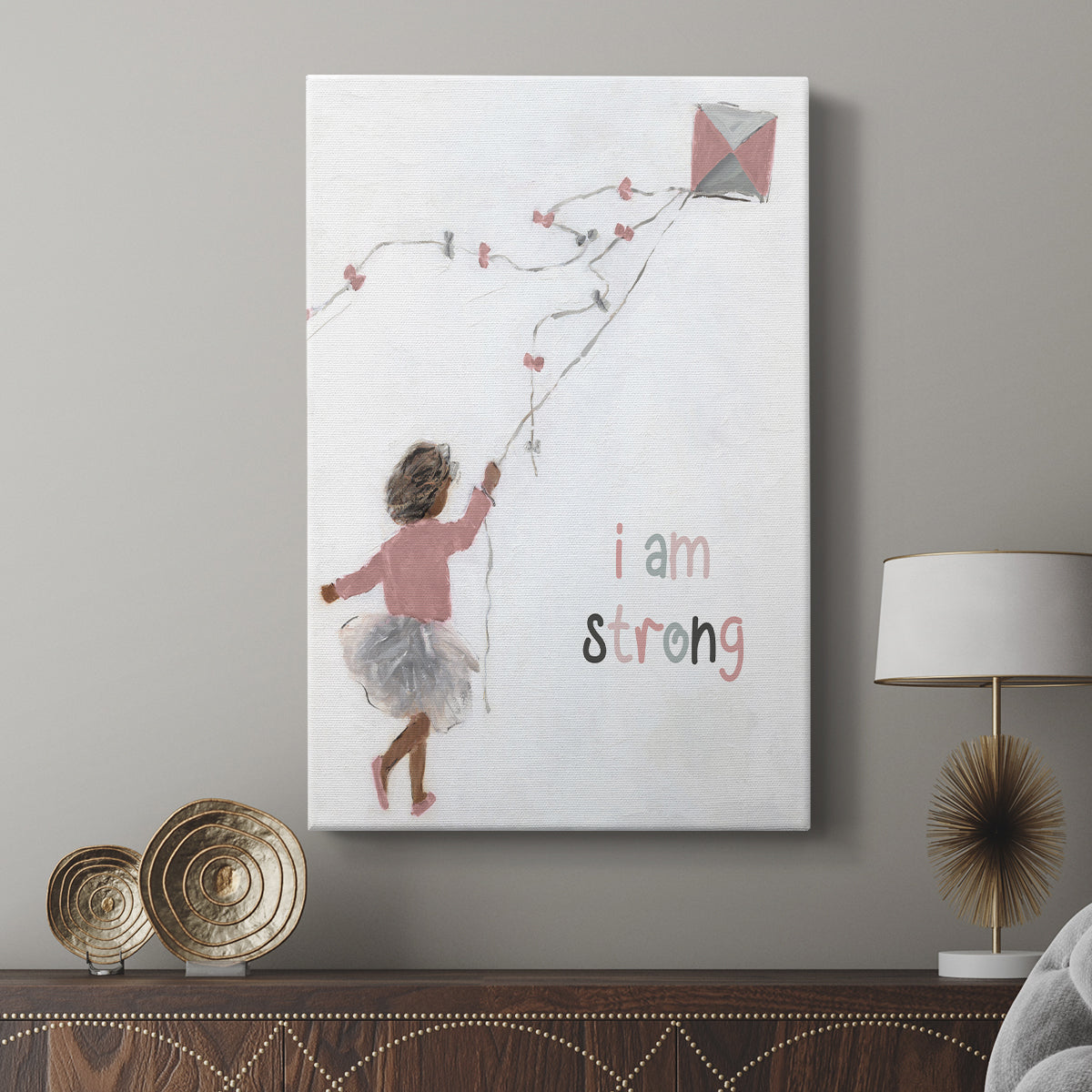 Girl Flying Kite - Canvas Art Print