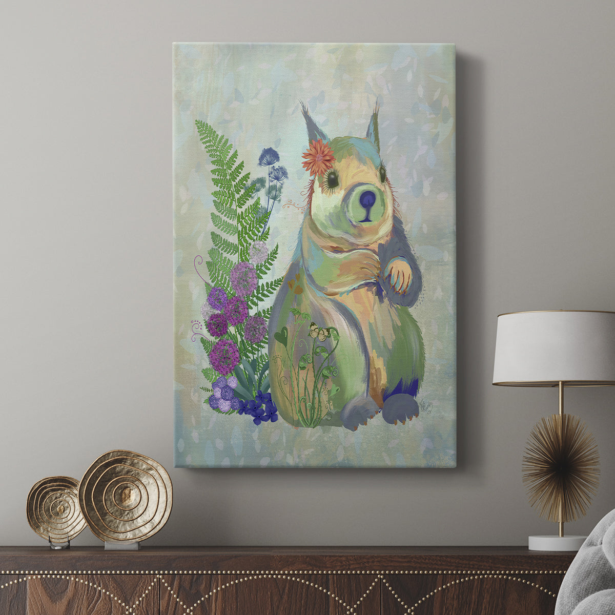 Fantastic Florals Squirrel - Canvas Art Print