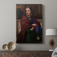 Canvas art print featuring a composed portrait with smooth shading and detail displayed in a modern interior space.