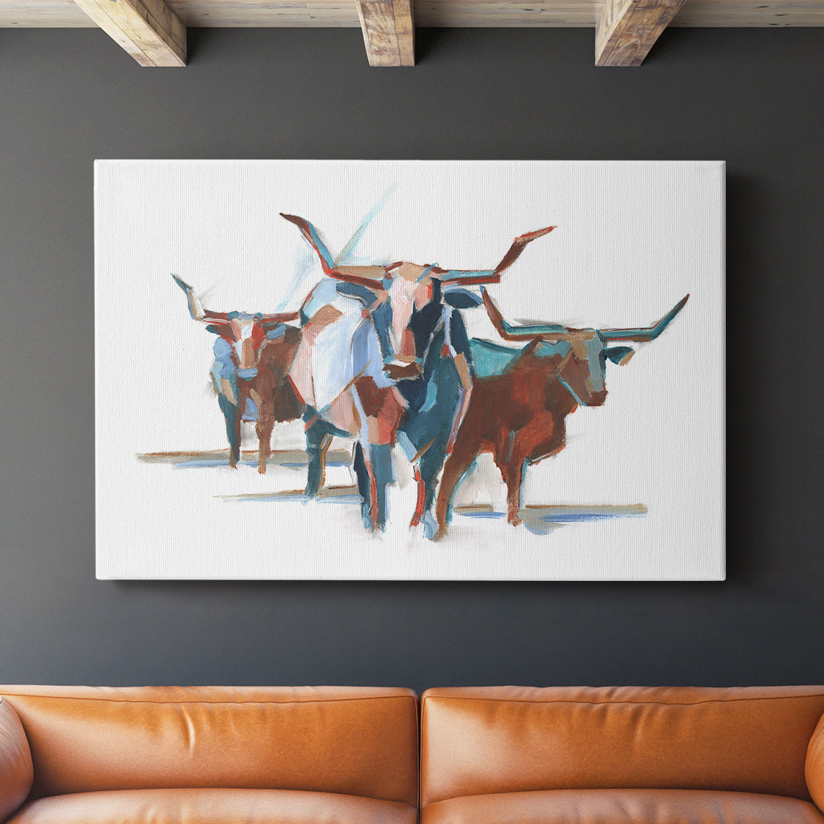 Modern Longhorns I - Canvas Art Print