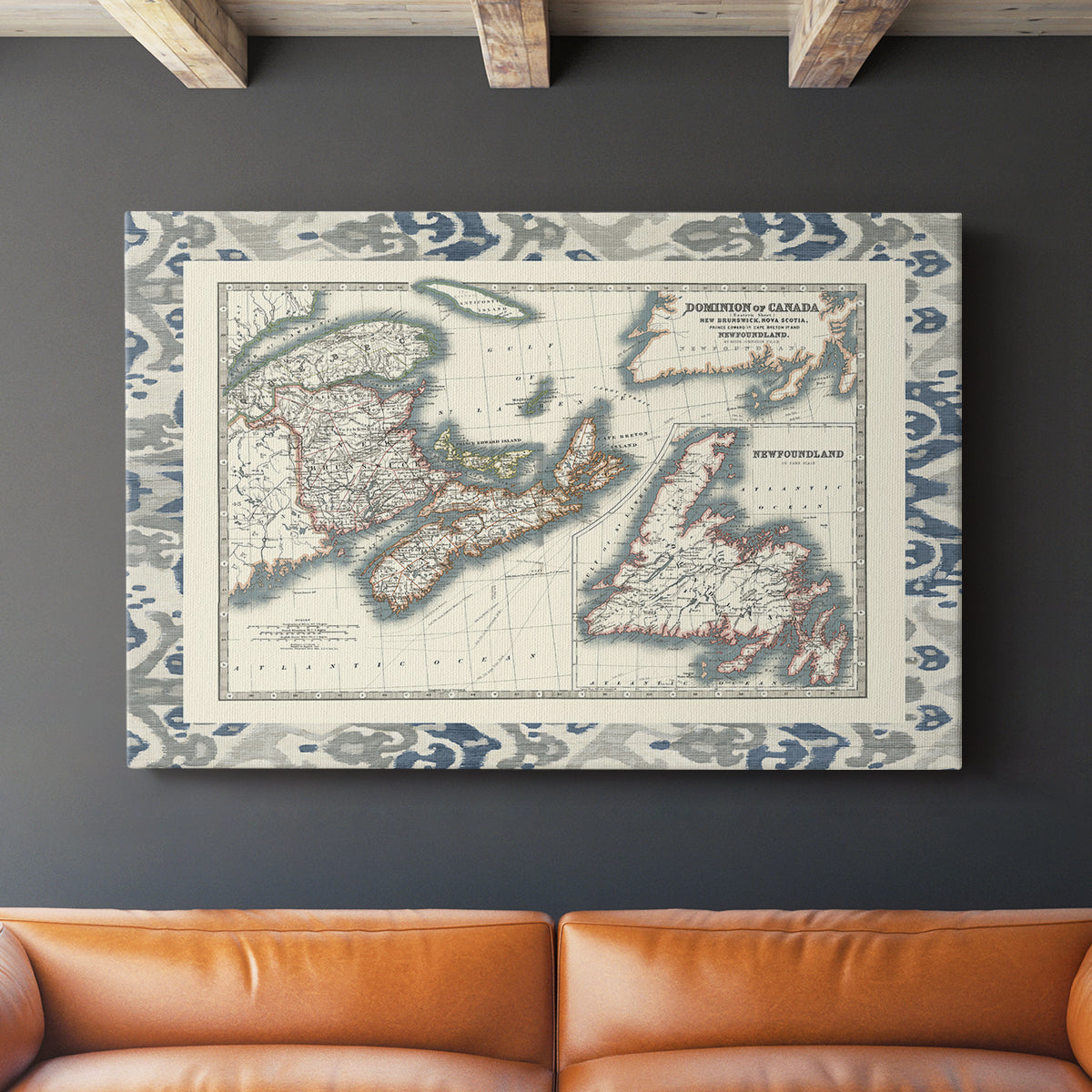 Bordered Map of Canada - Canvas Art Print