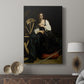 Canvas art print featuring a classical portrait with symbolic elements and strong contrast displayed in a modern interior space.