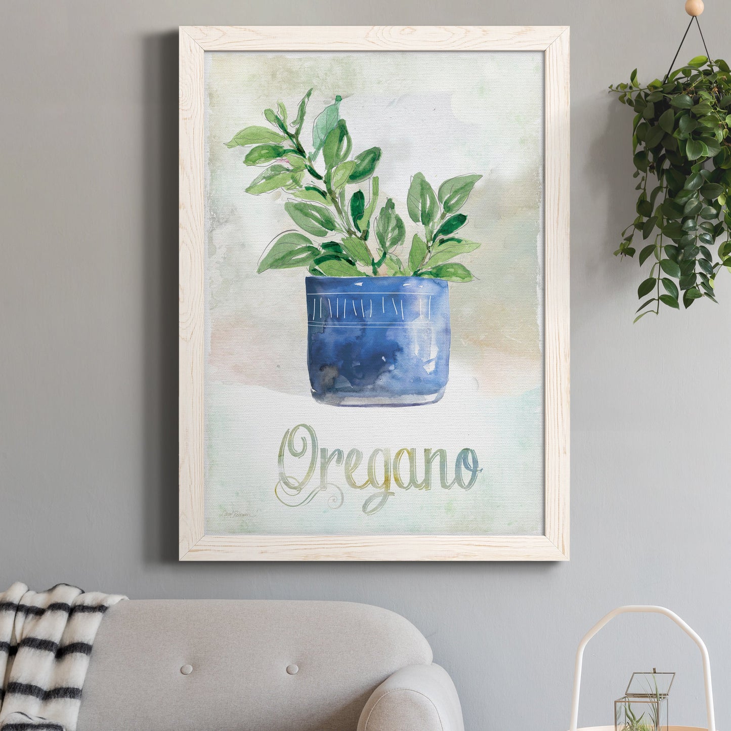 Potted Oregano - Premium Canvas Framed in Barnwood - Ready to Hang