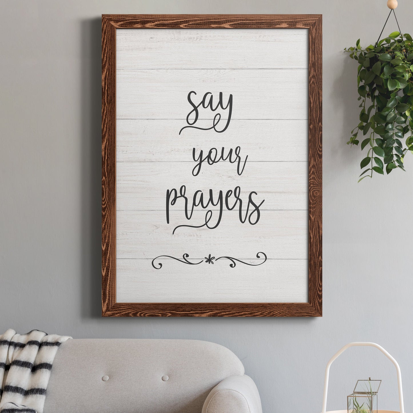 Say Your Prayers - Premium Canvas Framed in Barnwood - Ready to Hang