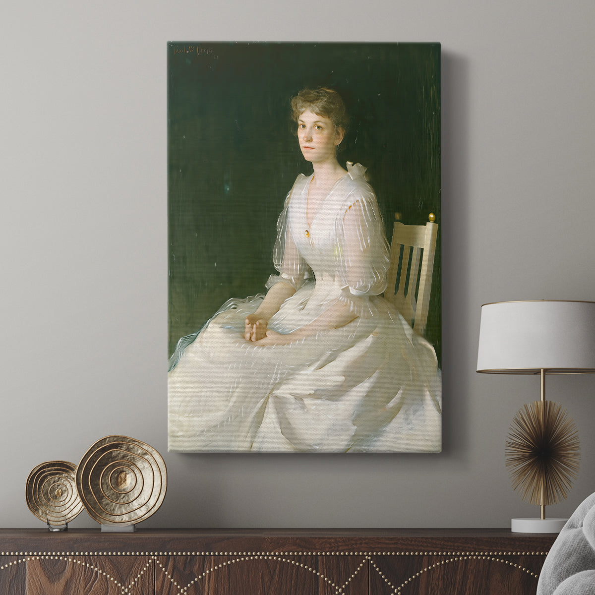 Canvas art print featuring a refined composition with subtle shading and texture displayed in a modern interior space.