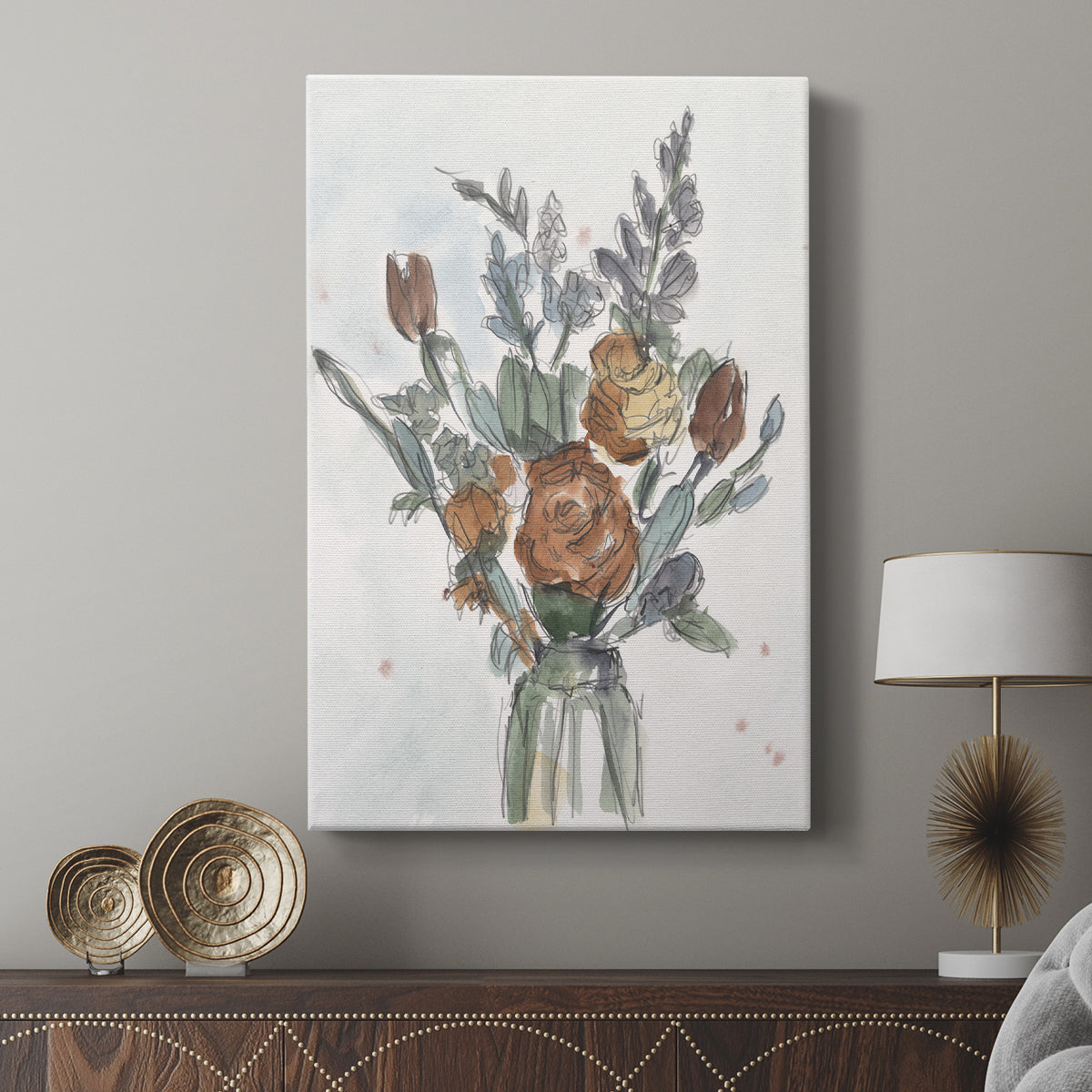 Watercolor Floral Arrangement II - Canvas Art Print