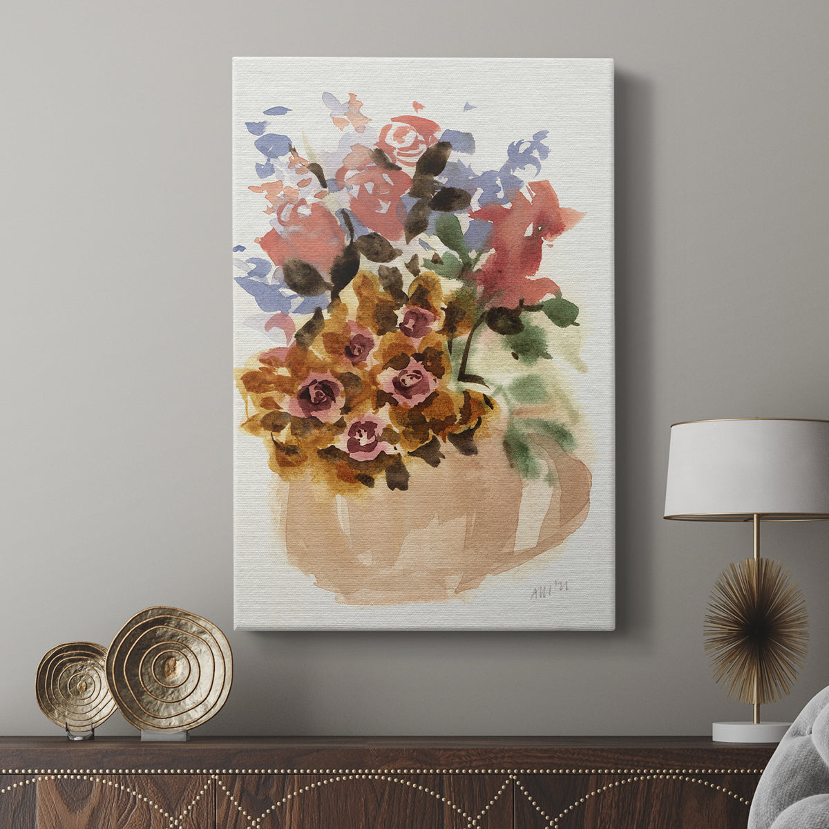 Mauve Bouquet in Teapot II - Canvas Art Print
