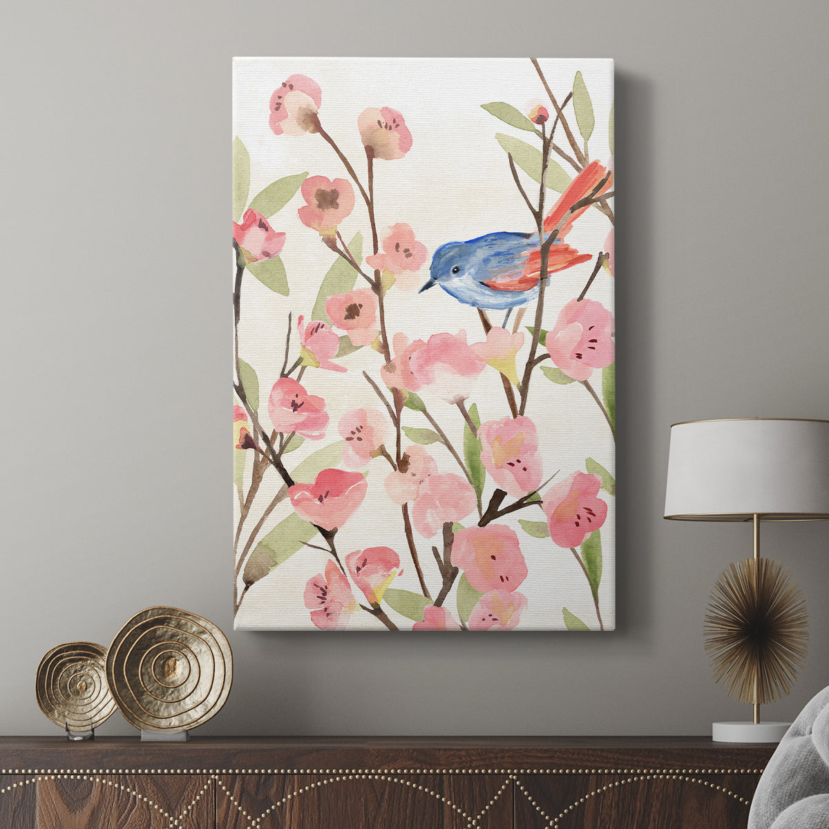 Cherry Blossom Perch II - Canvas Art Print