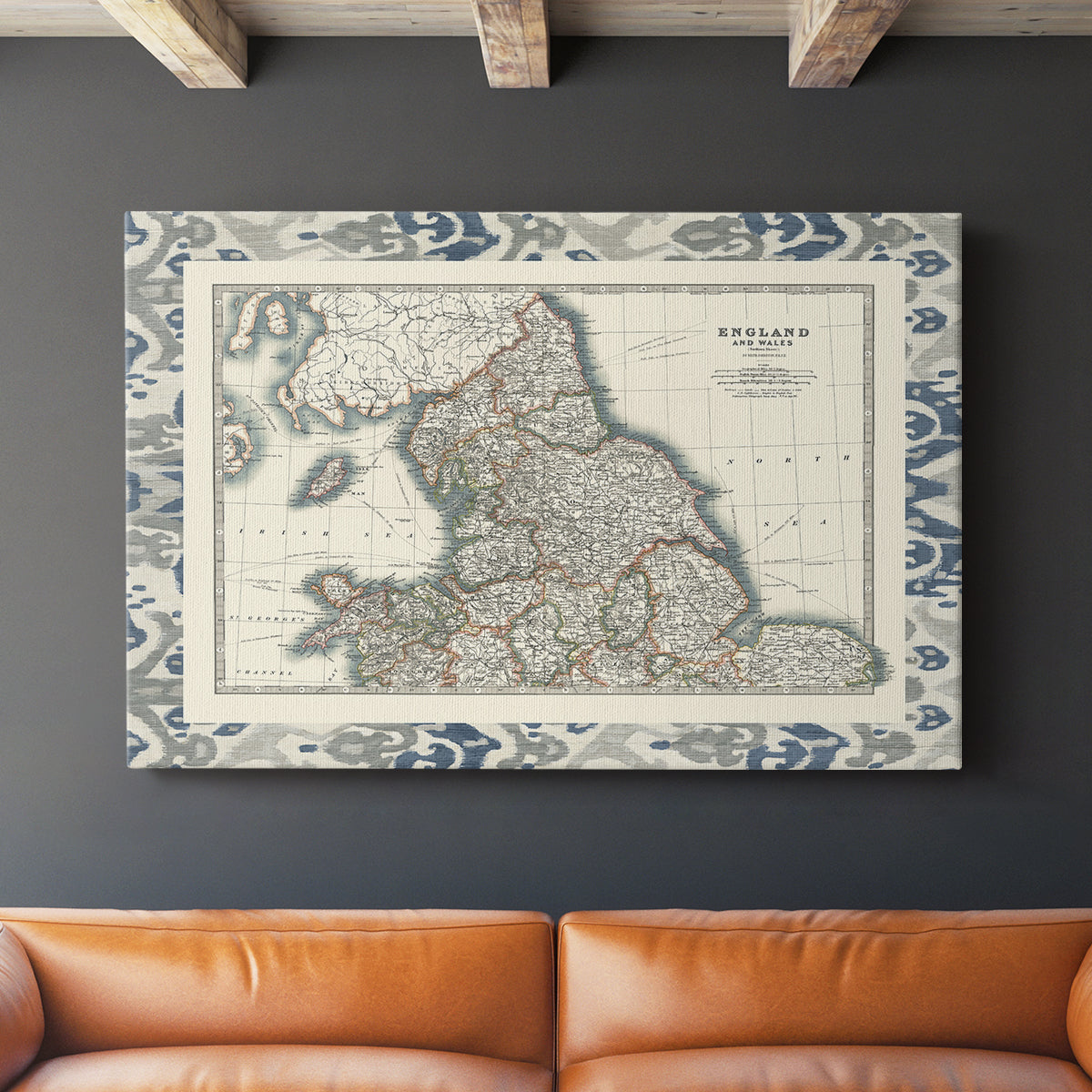 Bordered Map of England & Wales - Canvas Art Print