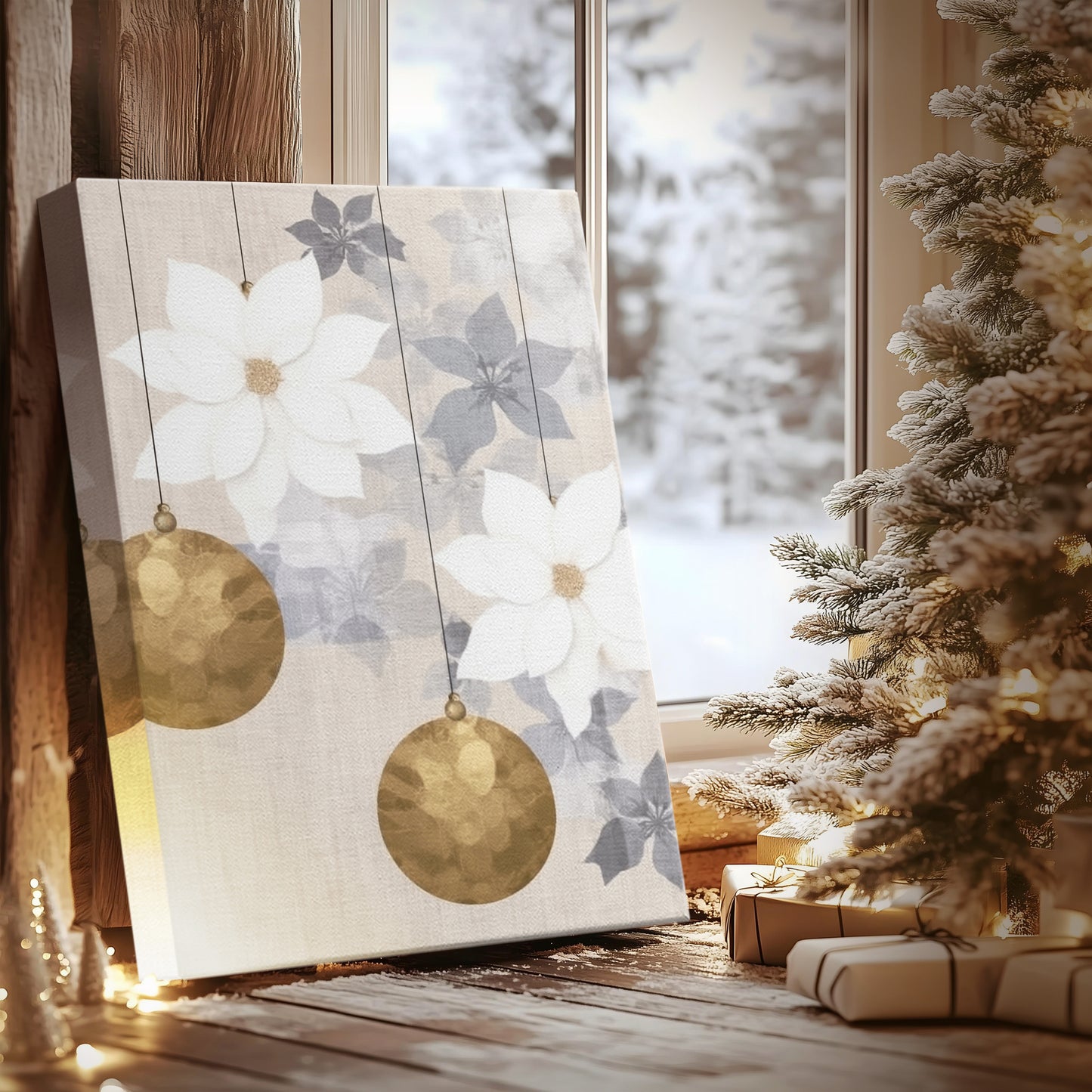 Pearled Evergreen Serenade - Canvas Art Print