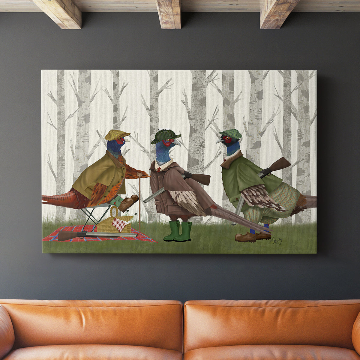 Pheasant Shooting Party Group 1 - Canvas Art Print