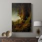 Canvas art print featuring a narrative scene with warm tones and subtle light displayed in a modern interior space.