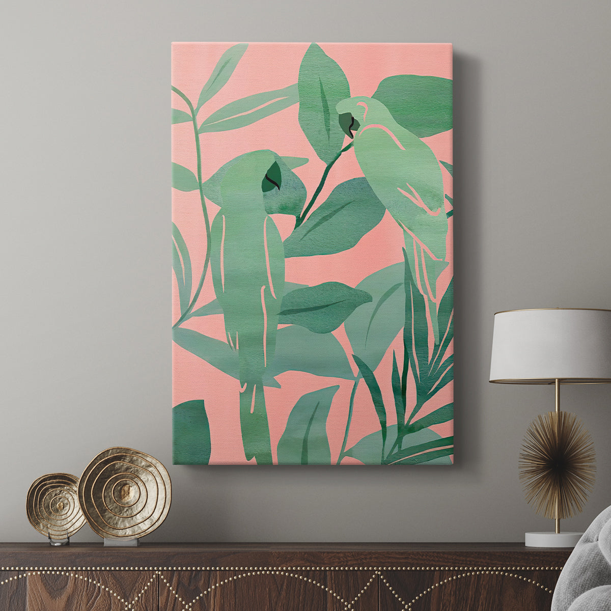 Pink and Green Birds of Paradise II - Canvas Art Print