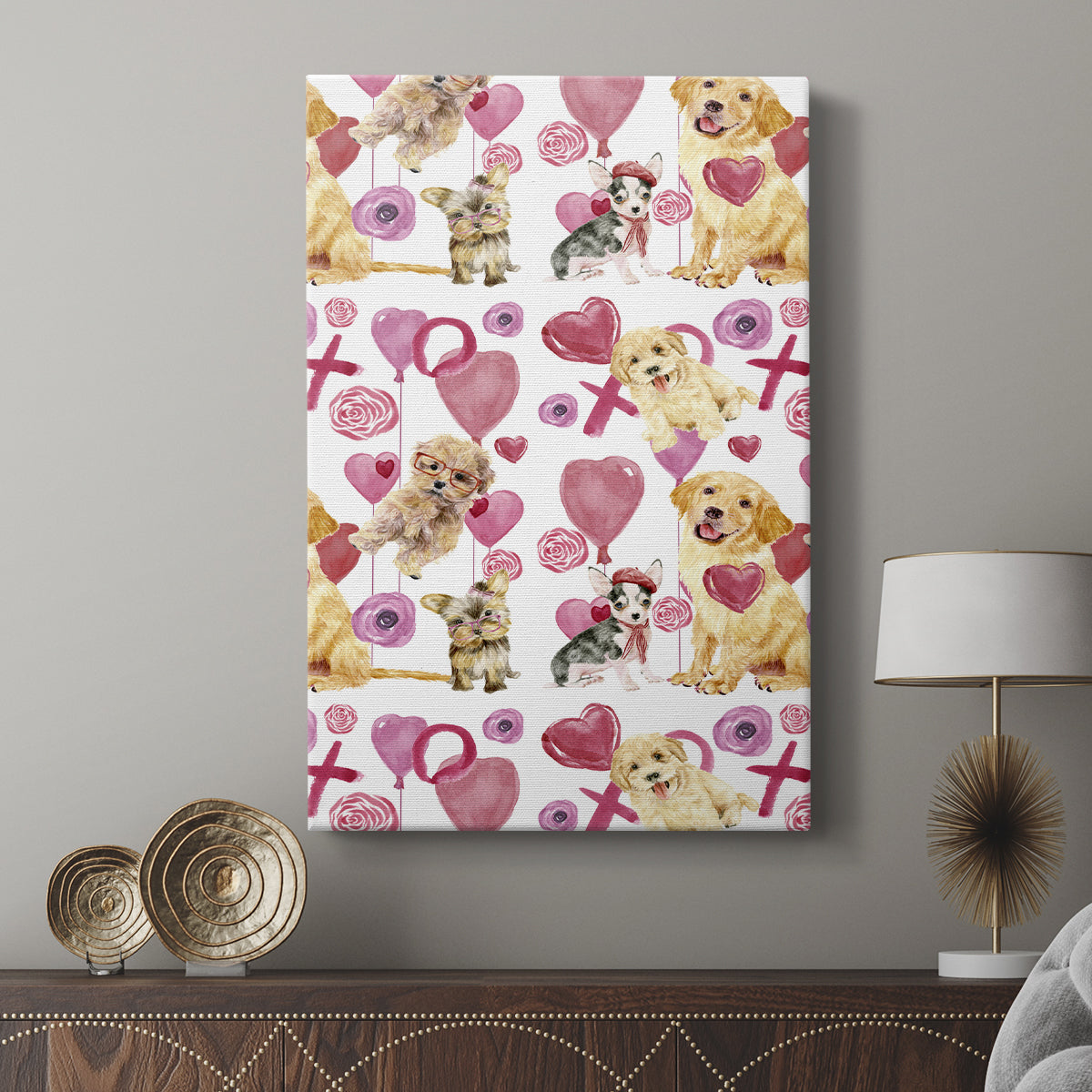 Puppy Valentine Collection E - Canvas Art Print