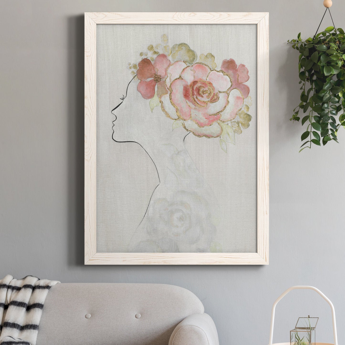 Fashion Floral Silhouette II - Barnwood Framed Canvas Print
