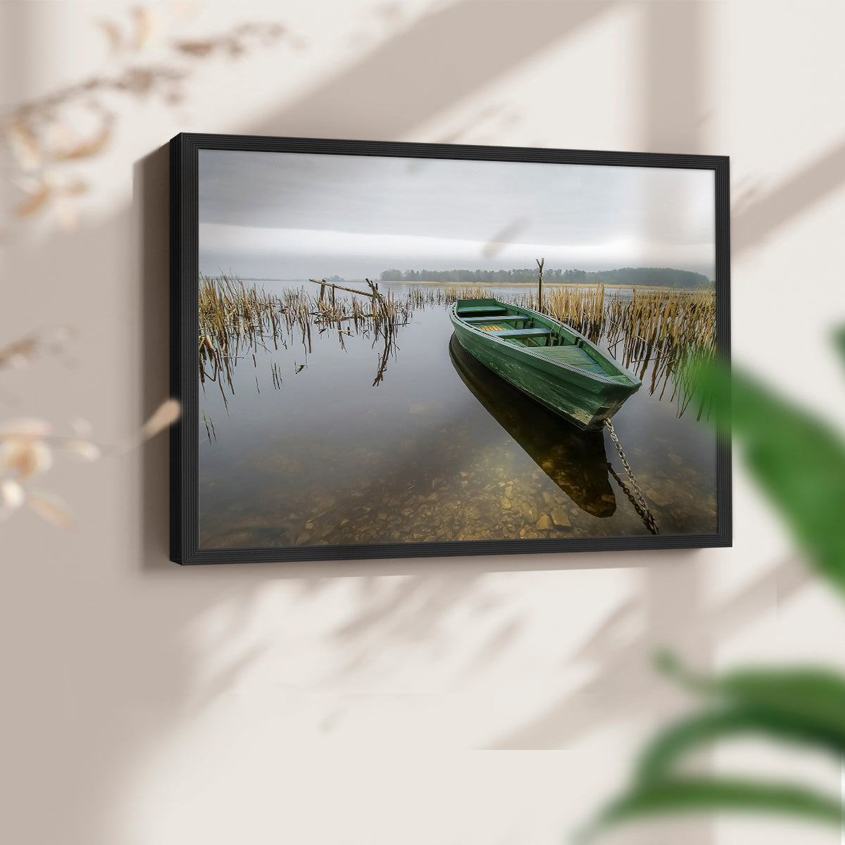 45429,boat,water,reeds,lake,nature,overcast,sky,tranquil,calm,greenery,afternoon,reflection,tethered,landscape,serenity,outdoor,fishing,solitude,stillness,peaceful,horizon,shoreline,environment,natural,scenery,rustic,cozy,wildlife,moored,setting,dock,pond,weather,rural,atmosphere,beauty,aquatic,preserve,Re-stickable,Nautical & Beach