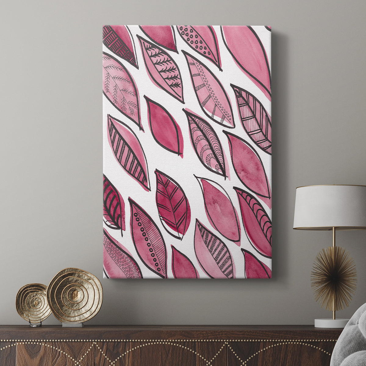 Patterned Leaf Shapes III - Canvas Art Print