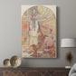 Canvas art print featuring a stylized portrait with mystical elements and soft tones displayed in a modern interior space.