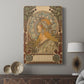 Canvas art print featuring a decorative portrait with intricate patterns and symbolic design displayed in a modern interior space.