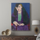 Canvas art print featuring a modern portrait with flat color and clean outlines displayed in a modern interior space.