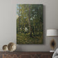 Canvas art print featuring a calm forest view with vertical forms and gentle shading displayed in a modern interior space.