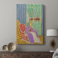 Canvas art print featuring a decorative interior with strong color contrast displayed in a modern interior space.