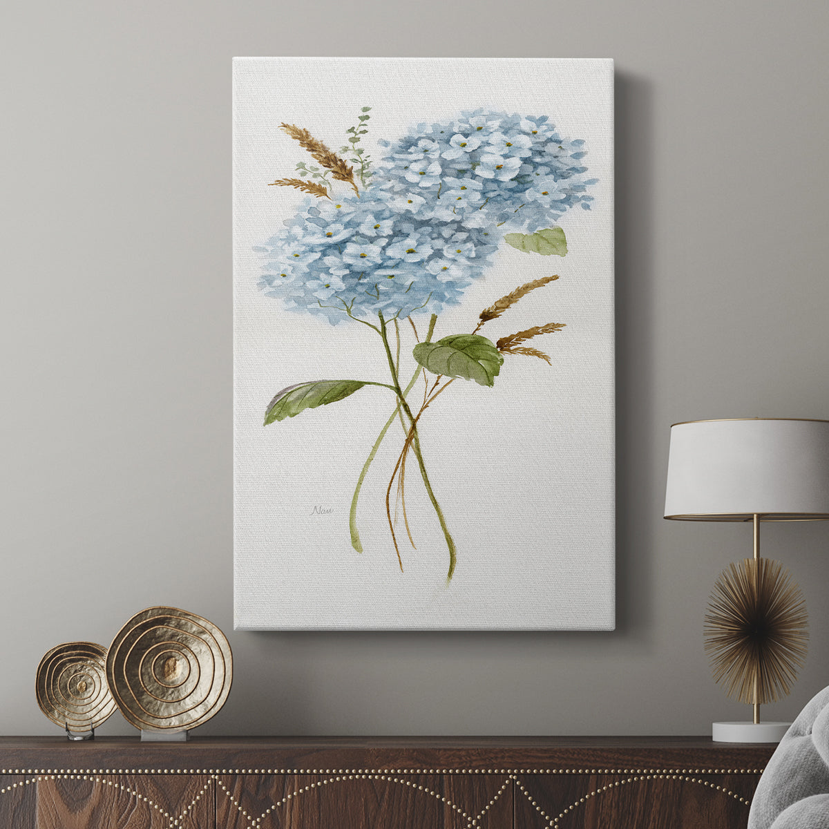 Petite Blue Hydrangea I - Canvas Art Print