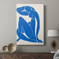 Canvas art print featuring a modern figure built from flat geometric forms displayed in a modern interior space.