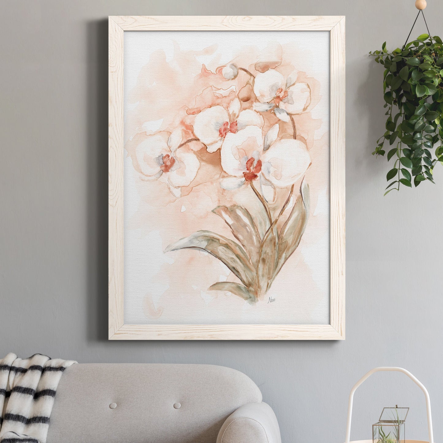 White and Coral Orchid II - Premium Canvas Framed in Barnwood - Ready to Hang