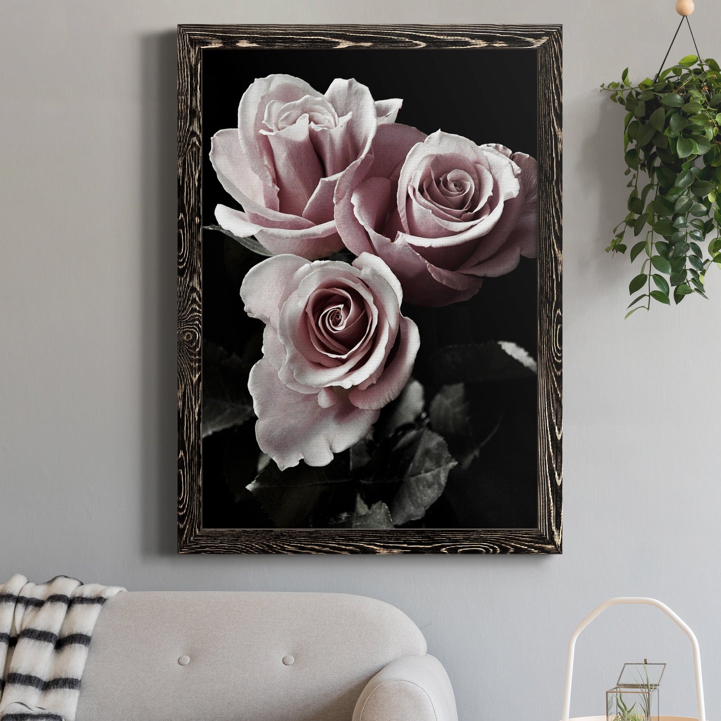 Rose Noir I - Premium Canvas Framed in Barnwood - Ready to Hang