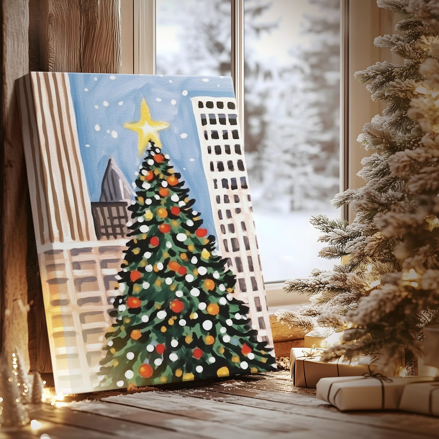 Pearled Midwinter Garland - Canvas Art Print