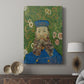 Canvas art print featuring a stylized portrait with intense color and simple background displayed in a modern interior space.