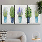 Three-panel canvas wall art featuring minimal monochrome abstract forms, displayed in a modern living room above a sofa.