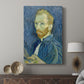 Canvas art print featuring a stylized face with strong contrast and painterly detail displayed in a modern interior space.