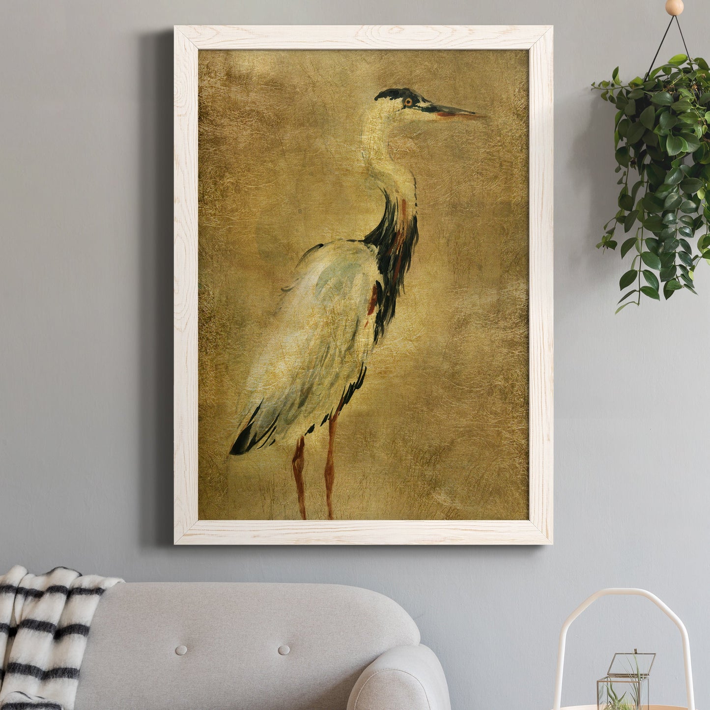 Gold Crane at Dusk I - Premium Canvas Framed in Barnwood - Ready to Hang