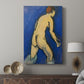 Canvas art print featuring a modern figure study with minimal detail and strong color displayed in a modern interior space.
