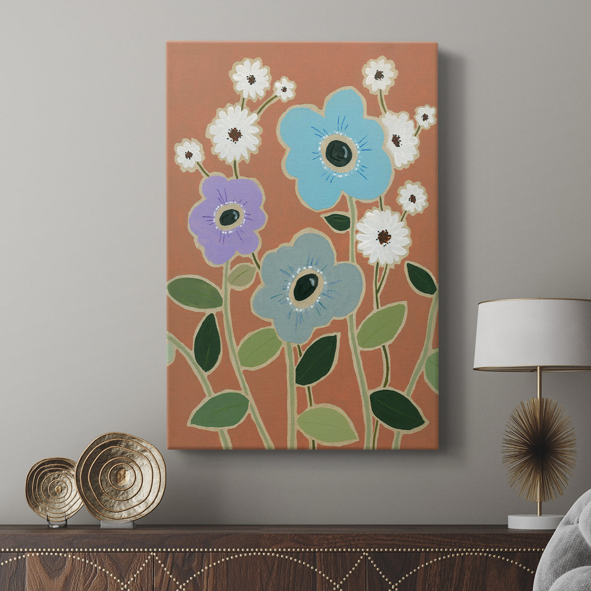 Woodblock Floral IV - Canvas Art Print