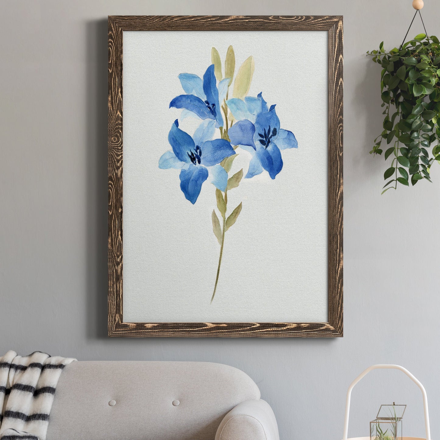 Blue Blossom Botanical III - Premium Canvas Framed in Barnwood - Ready to Hang