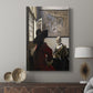 Canvas art print featuring a composed interaction with warm tones and detail displayed in a modern interior space.
