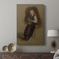 Canvas art print featuring a Scandinavian portrait of a woman in traditional clothing with warm subdued tones displayed in a modern interior space.