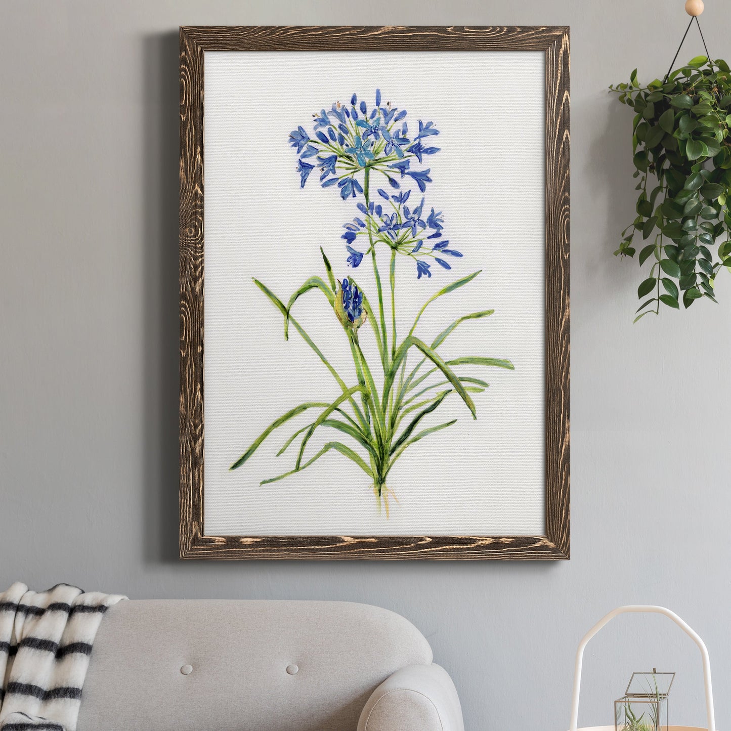 Blue Lively Botanical I - Premium Canvas Framed in Barnwood - Ready to Hang