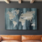 Navy World Map - Canvas Art Print