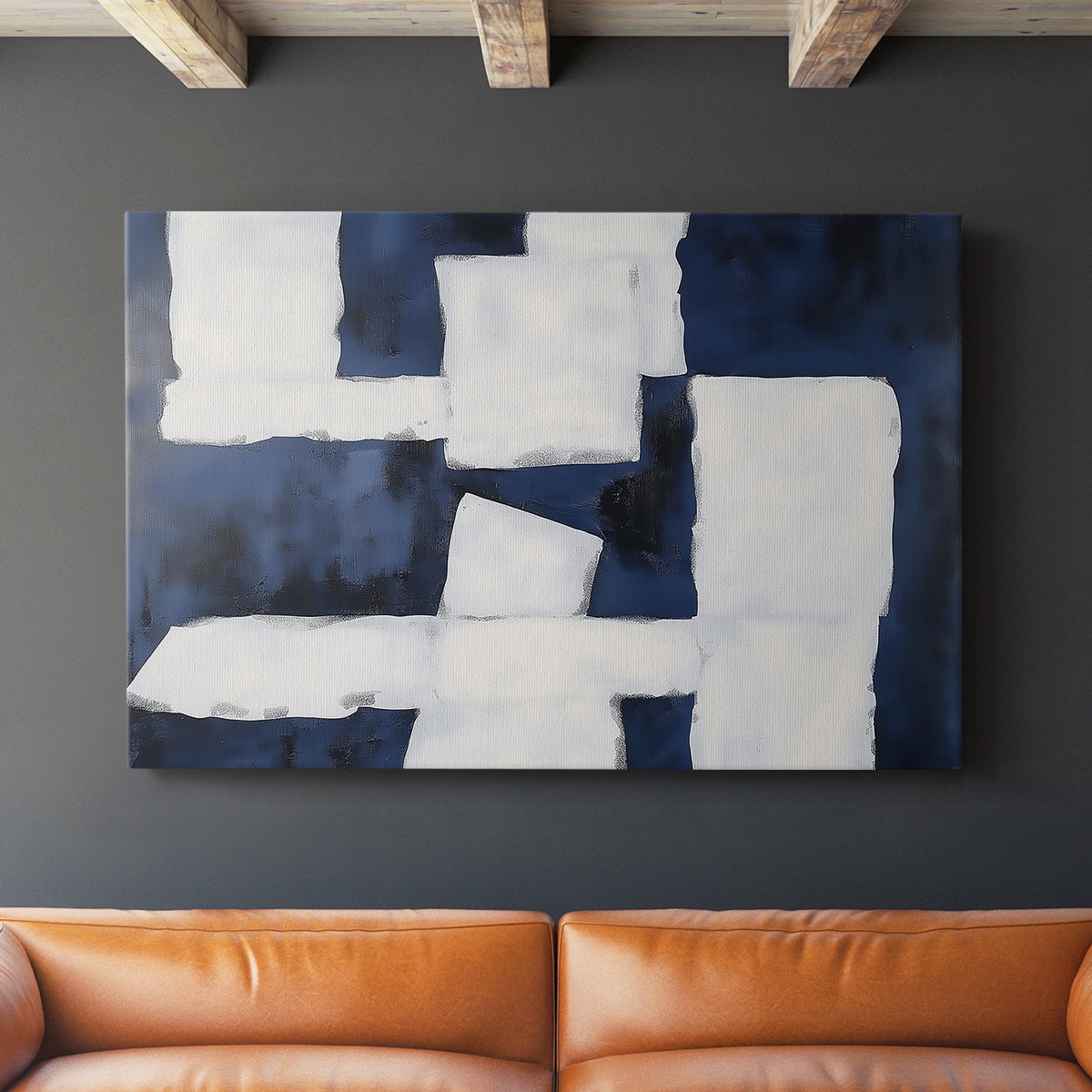 Blue and White Abstract XCV - Canvas Art Print