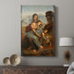 Canvas art print featuring a classical composition with figures and subtle landscape displayed in a modern interior space.