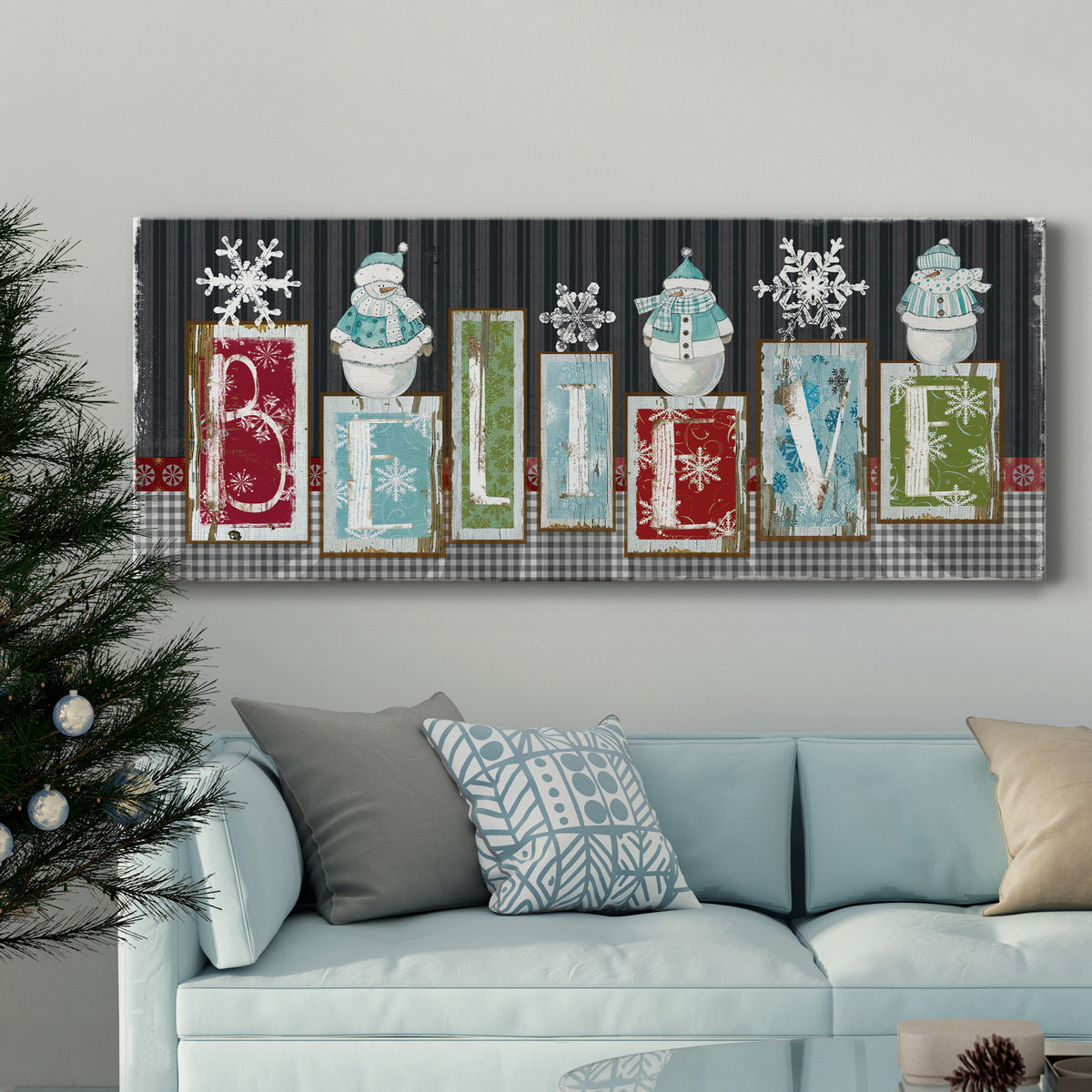 Snowman Believe Premium Gallery Wrapped Canvas - Ready to Hang