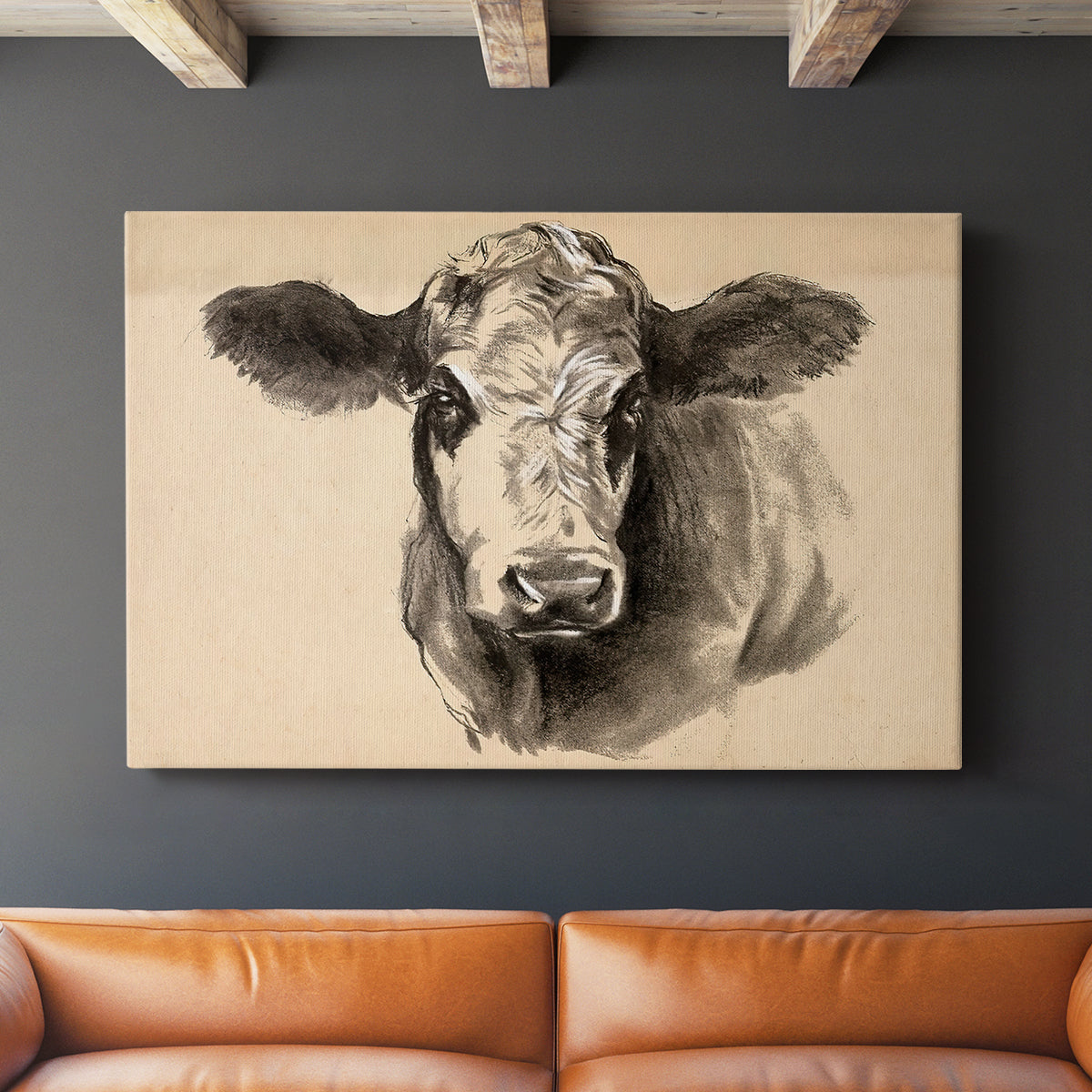 Charcoal Cow I - Canvas Art Print