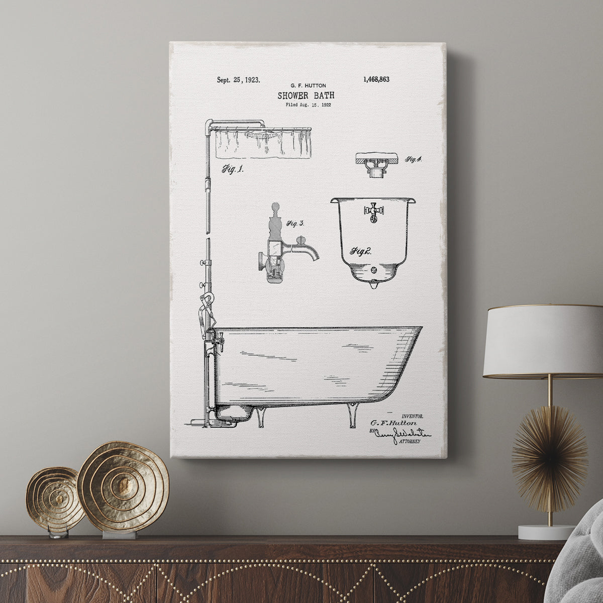 Vintage Bath I - Canvas Art Print