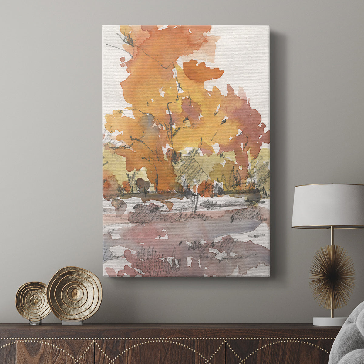 Watercolor Treeline Sketch II - Canvas Art Print